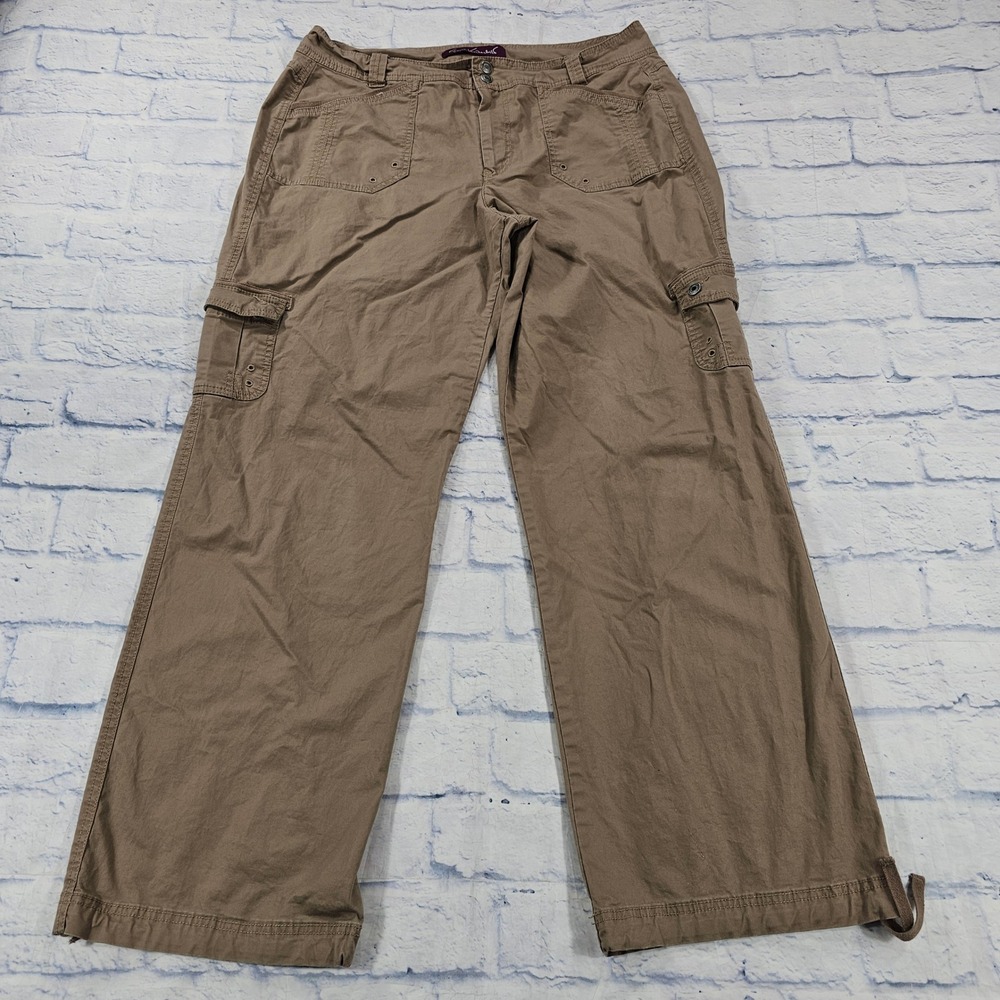 Gloria Vanderbilt Cargo Pants Womens 16 Brown Wide Leg Mid Rise Gorpcore Utility